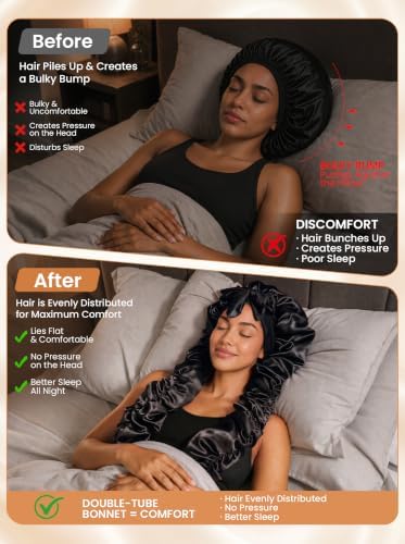 Double Layer Slik Like Satin Bonnet, 33-43" XXL Bonnet for Braids Long Hair - Image 6