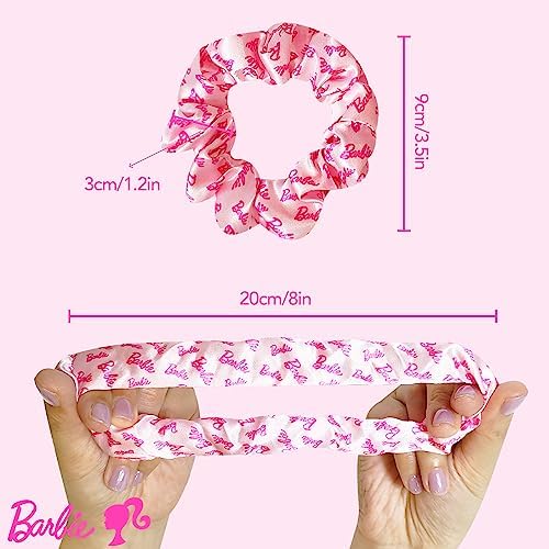 Barbie Hair Accessory 5 Pcs Set - 1 Regular 9 inch Hairbrush & 4 Scrunchies - Detangling Brush Elastic Hair Ties Ropes, Ages 3+ - Image 5