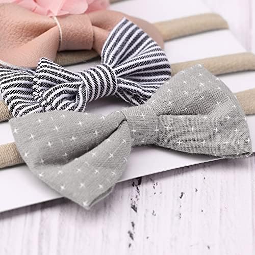 BQUBO Baby Girl Headbands with Bows Nylon Hairbands Handmade Hair Accessories for Newborn Infant Toddlers 10 Pack - Image 7