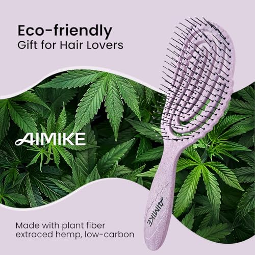 AIMIKE Hemp-Relax Detangling Hair Brush for Wet & Dry Hair, Purple1 - Image 2