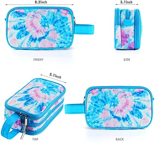 Kids Toiletry Bag for Girls, Travel Toiletry Bag for Teen Girls Cosmetic Bag Makeup Bag Waterproof Hanging Wash Bag Toiletries, Tie Dye Blue - Image 2