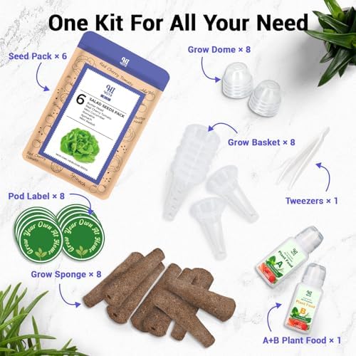 Hydroponic Salad Seed Pod Kit - 8 Pods Veggie Starter Kit for All Hydroponics Growing Systems with 600+ Seeds: Cherry Tomato, Butterhead, Romaine, Spinach, Mini Cucumber, Radish - Image 2