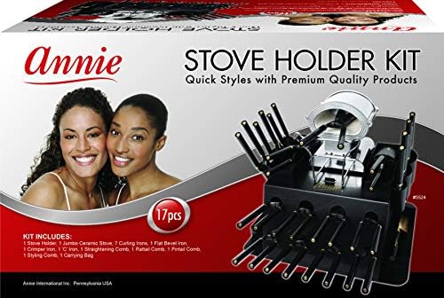 Annie Professional Thermal Curling Iron Holder Kit, 17-Piece Ceramic Stove Set, High-Heat Salon Curling Iron & Hot Tool Station, 825F, Black, Jumbo - Image 4