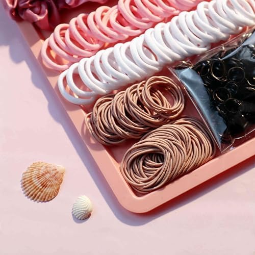 YANRONG Hair Accessories Set: 755PCS Seamless Ponytail Holders, Scrunchies, Hair Bands, and Hair Ties for Thick and Curly Hair (Gradient Powder) - Image 7