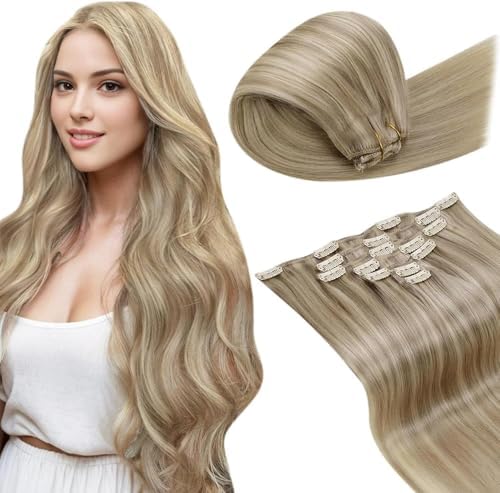LaaVoo 135g Clip in Hair Extensions Real Human Hair for Beginners by LaaVoo