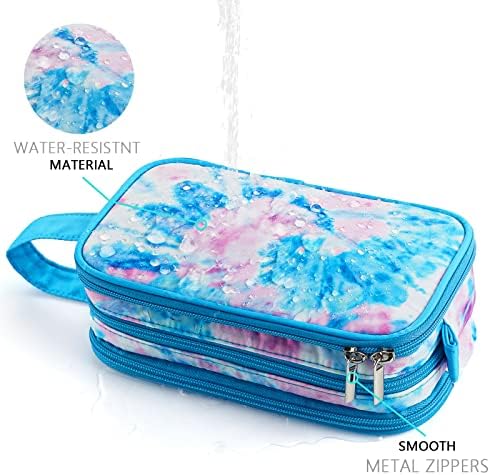 Kids Toiletry Bag for Girls, Travel Toiletry Bag for Teen Girls Cosmetic Bag Makeup Bag Waterproof Hanging Wash Bag Toiletries, Tie Dye Blue - Image 3