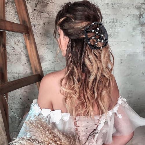 Suptizizkz 5 Pieces Stretchy Magic Hair Comb Adjustable Elastic Comb Hair Clip for Women Girls No Crease Hair Pins Vintage Hair Bun Maker Hair Accessories for Curly Thick Wavy Hair Ponytail, Mixed - Image 5
