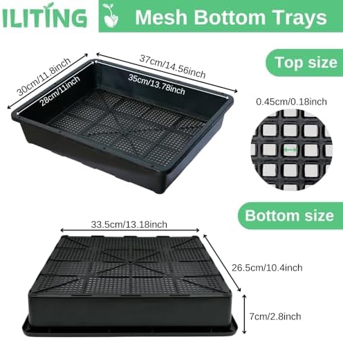 Soil Blocking Trays 15x12inch Mesh Tray 5 Pack Seed Starter Tray Mesh Bottom Trays for Soil Blocks, Seedling, Microgreen, Wheatgrass - Image 2