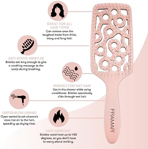 FRAMAR Professional Vented Hair Brush, Vent Brush For Blow Drying - Image 2