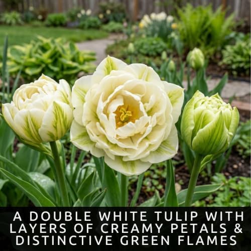 25 Exotic Emperor Tulip Bulbs | White Double Tulips for Spring Gardens - Image 2