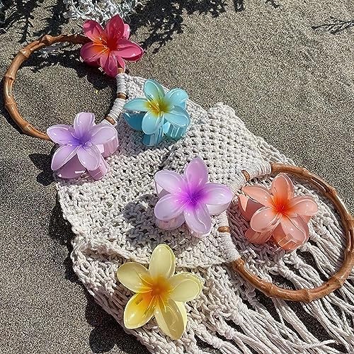 GQLV Hawaiian Flower Claw Hair Accessories for Women - 4PCS Large Nonslip Clips for Thick and Thin Hair, Strong Hold, Cute Banana Clips - Image 6
