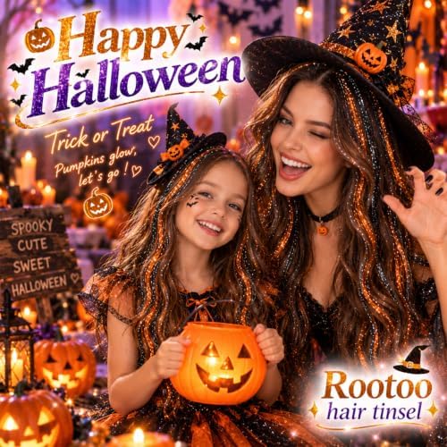 Happy Halloween Hair Tinsel Clip in Colors Fairy Hair Tinsel Kit - Image 2