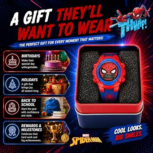 Marvel Spider-Man Kids Watches – Digital Display, Interactive Features, Adjustable Strap, Vibrant Spider-Man Graphics, Durable for Active Kids - Image 6