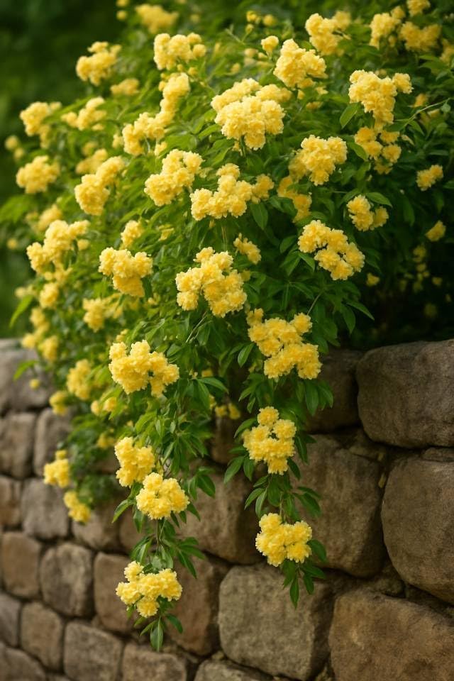 Yellow Lady Banks Climbing Rose, 2 Quart Potted Rose Live Plant, Rose Bushes Ready to Plant, Garden Rose by Unknown