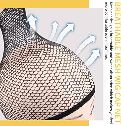 Fandamei Wig Caps, 4PCS Wig Caps Mesh Net Open End, Black Wig Cap for women, Nylon Mesh Wig Cap Net Strength Black - Image 4