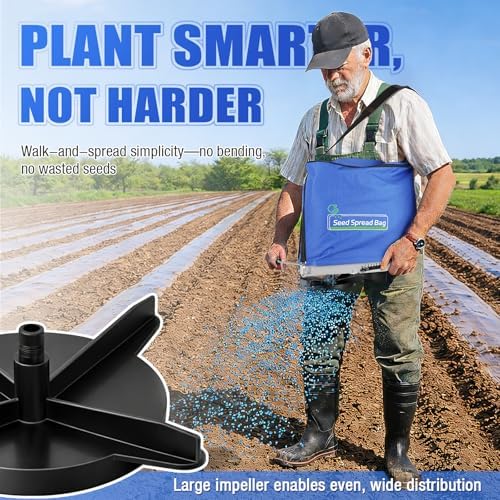 25lb Bag Seed Spreader with Waterproof Bag, Blue - Image 2