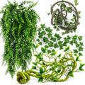 HERCOCCI Reptile Vines, Flexible Jungle Climbing Vines Terrarium Plastic Plants and Leaves Tank Accessories Decor for Gecko Snake Lizard Bearded Dragon Hermit Crab Frog by HERCOCCI