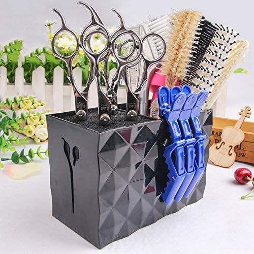 Salon Barber Scissors Shear Holder Rack for Hairdressers, Scissor Storage Case Keeper Modern Hairdressing Combs Clips Desktop Desk Organizer Accessories for Babers Station Office Home - Black by Flytreal