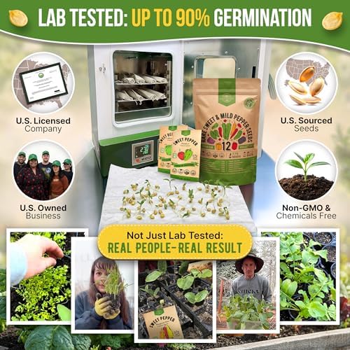 Organo Republic 12 Rare Sweet & Mild Pepper Seeds Variety Pack - 770+ Non-GMO Heirloom Pepper Seeds for Outdoor and Indoor Home Gardening, Including Pepper Anaheim, Pepperonchini, Pimento, Lilac Bell - Image 2