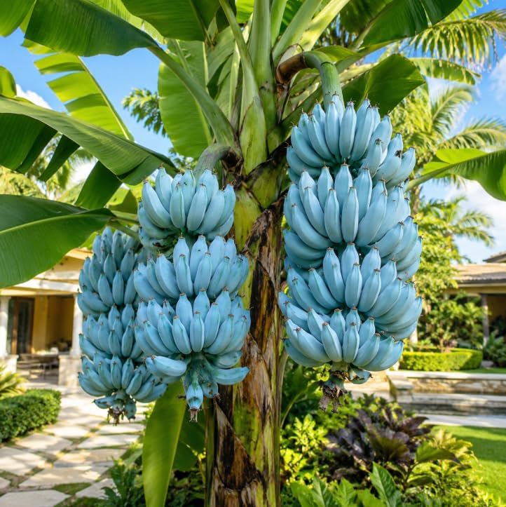Blue Java Banana Plant Live 8 to 10 Inch Tall, Ice Cream Banana Plant Starter, Tropical Fruit Tree for Outdoor Garden, No in CA by Unknown