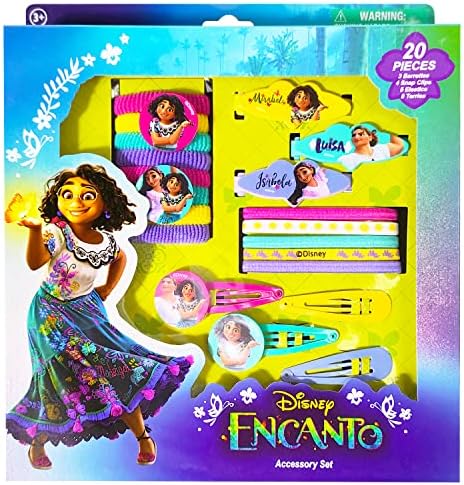 Luv Her Encanto Girls 20 Piece Accessory Set with 3 Barrettes, 4 Snap Hair Clips, 5 Elastics and 8 Terry Ponies - Ages 3+ by LUVHERKIDS