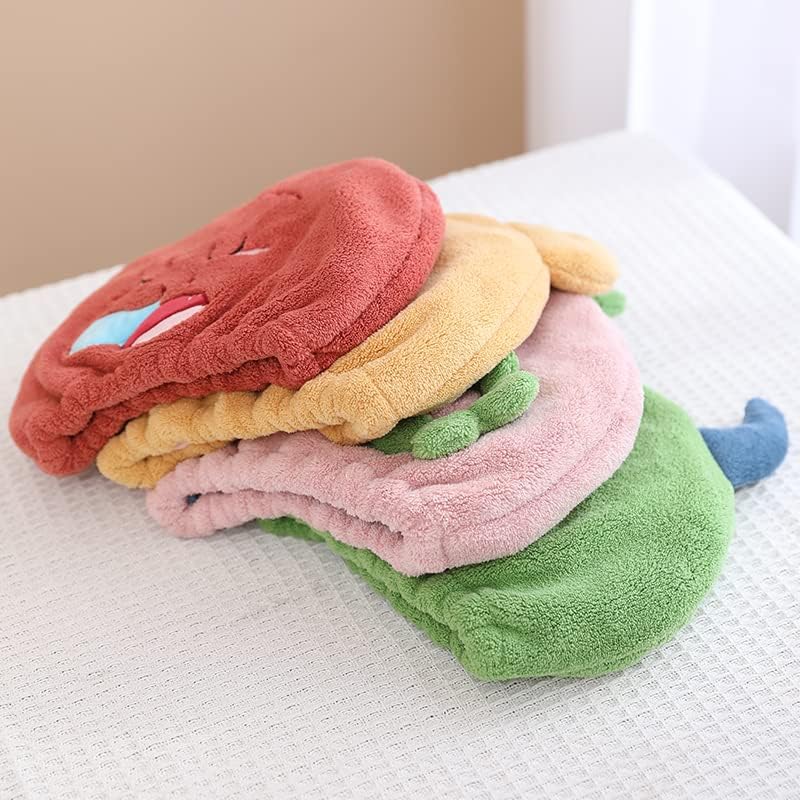 Hair Drying Towel for Kids Girls, Cute Cartoon Absorbent Quick Drying Bath Wrap Set for Bathing, Swimming Pool, Soft Microfiber Cap for Curly Long & Wet Hair, Pink Strawberry - Image 7
