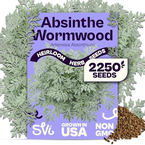 SVI 2250 Absinthe Wormwood Seeds (Artemisia Absinthium) – Wormwood Seed Pack, Worm Wood Tea, Herb Seed Packets – Non GMO Heirloom Culinary & Medicinal Herb Seeds for Indoor Garden & Outdoor Garden, by SVI