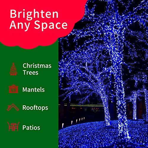 Ultra-Bright Connects End to End Blue Christmas Mini Light 300L 63.8Ft(2Sets-Each 150L)UL Listed Incandescent Bulb String Light for Indoor Outdoor Holiday Garden Party Christmas Tree Decor - Image 4