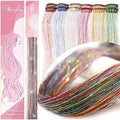 Clip in Hair Tinsel, Pack of 12 Pcs 20 Inch, Glitter Tinsel Hair Extensions, Festival Tinsel Fairy Hair Extension Party Dazzle Hair Accessories Strands Kit for Women Girls(12Pcs,Six-Color#) by Umylar