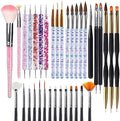Artdone 35pcs Nail Art Pens brushes,Nail Art Tool Set,Nail Dotting Tools,Nail Dust Brush,Striping Nail Art Brushes for Long Lines,Nail Drawing Pen For Nail Design by Artdone