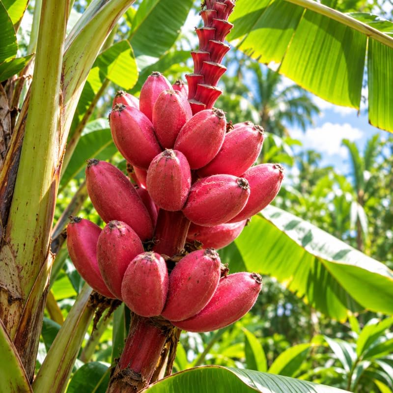 Dwarf Banana Tree, Musa Red Cuban Banana Plant Live, 1 Starter Plant - Image 4