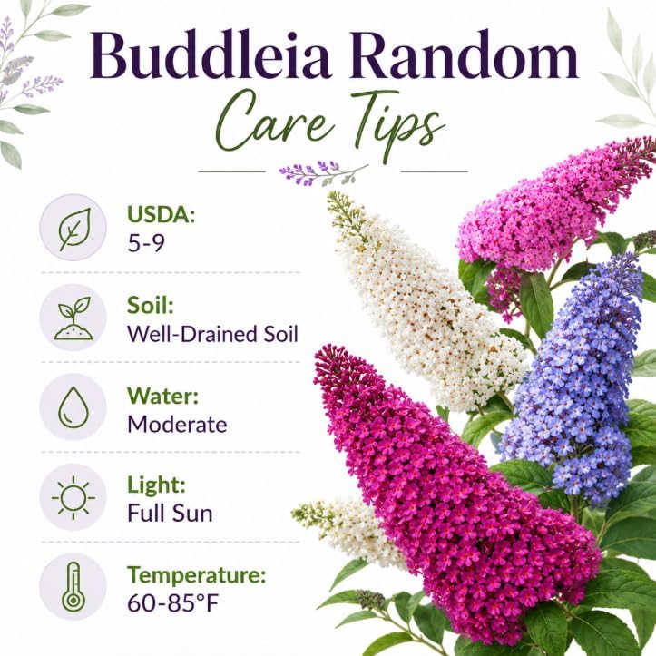 2 Buddleia Mix Bush Plants Live for Planting, Perennial Butterfly Plants, Fragrant Flower Shrub for Home Garden, 4-6 Inch Tall, No Pot - Image 5