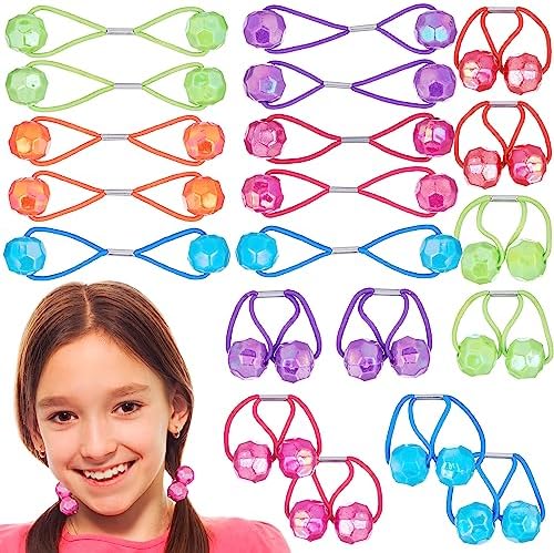 20pc Ponytailers Ponytail Balls Hair Elastics, 18mm Round-Value Pack Fun by Expressions