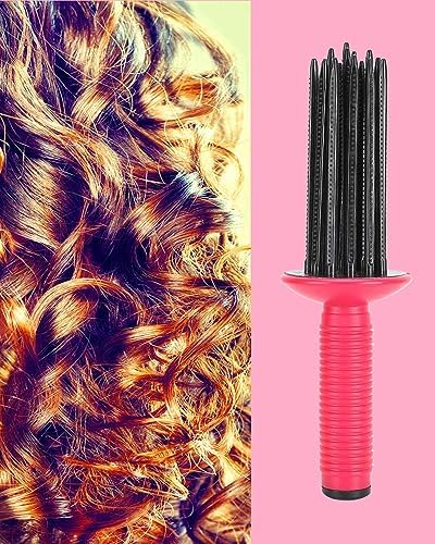 Hair Fluffy Styling Curler Curls Comb,Hair Curler Curling Make Up Brush Roller Tool Portable Comb Anti‑Slip Professional Round Hair Brush for Home Personal Use Travel - Image 4