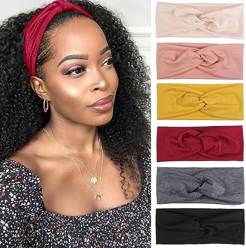 Kachanaa 6 Pcs Non-Slip Headbands for Women,Boho Hair Bands Soft Cross Elastic Head Bands Hair Accessories,Wear for Yoga Working Out Travel or Running by Kachanaa