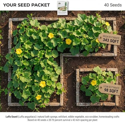 40 Loofah (Luffa) Gourd Seeds for Planting - Dual-Use Sponge and Edible Vine, Heirloom, Non-GMO, USA Grown by RDR Seeds - Image 2