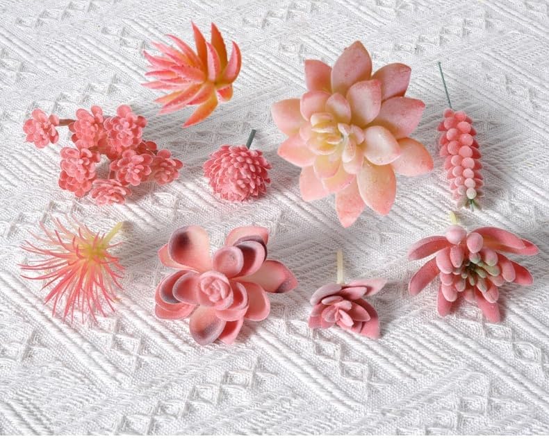 Mini Artificial Succulents, Fake Small Plants, Fake Succulent Plant，Artificial Air Plants that Look Real, Faux Succulents Unpotted, for Party, Garden & Outdoor Home Décor (9, Pink) - Image 3