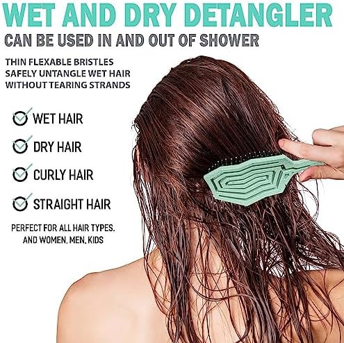 Fiora Naturals Detangling Hair Brush for Women, Detangler Hair Brush Green - Image 4
