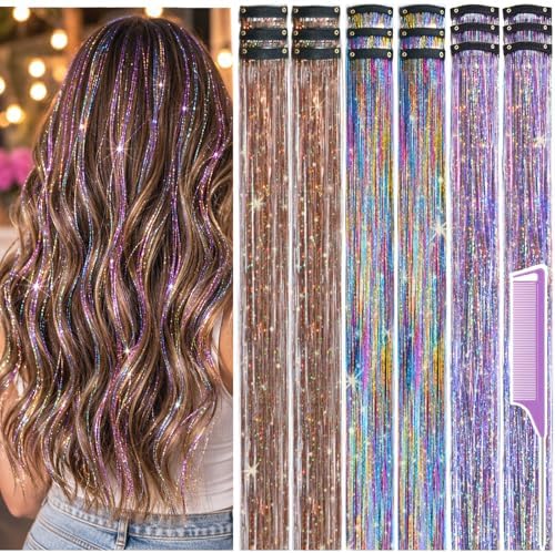 Hair Tinsel Clip in Pack of 18 Pcs Hair Accessories for Party Gatherings by Uikreo-Designtoyourbeauty