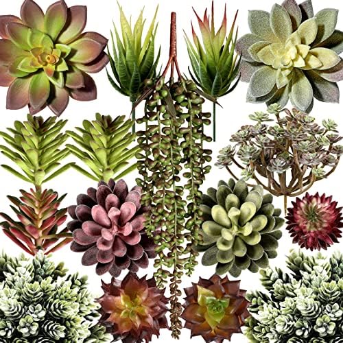 Artificial Succulent Plants Fake Assorted - 16 Pack - Unpotted Face Succulent Plants - Realistic Textured Succulents Picks - Fake Plants for Decoration - Faux Aloe Cactus Plant Bulk by Miltonson
