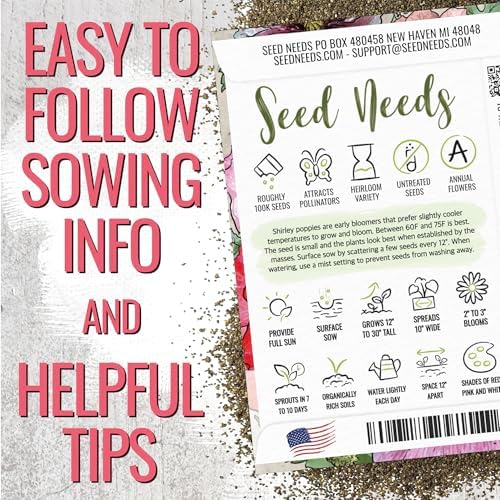 Seed Needs Poppy Seeds to Plant Shirley Double Mix 100,000 Seeds Bulk Pack - Image 4