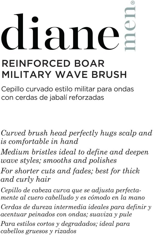 Diane medium firmness reinforced boar bristle, curved military style wave mens hair brush, d8175 (Pack of 2) - Image 5