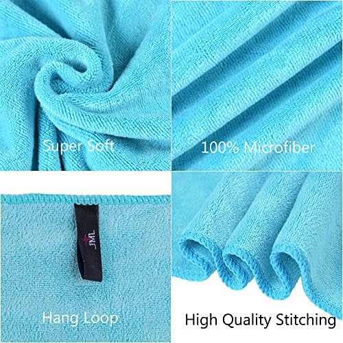 JML Large Microfiber Bath Towels Set, 2 Pack, 30" x 60", Aquamarine - Image 5