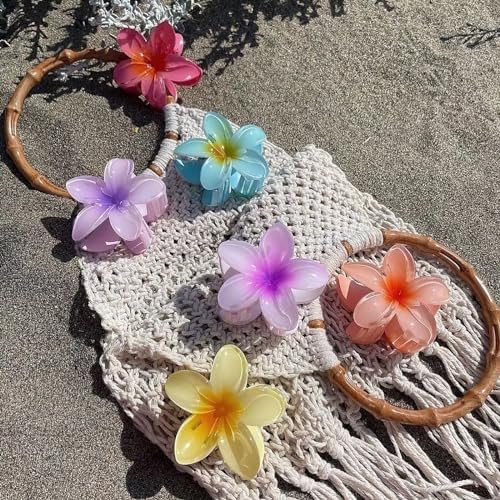 GQLV Flower Hair Claw Clips-4PCS Large Claw Clips for Thick Hair,Strong Hold Nonslip Hair Clips for Women,Hawaiian Flower Claw Clips,Cute Hair Clips,Banana Clip for Thin Hair,Hair Accessories for - Image 5