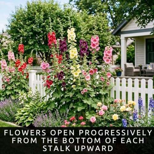 Hollyhock Flower Seeds for Planting | 100 Seeds | Tall Mixed Color Blooms - Image 5