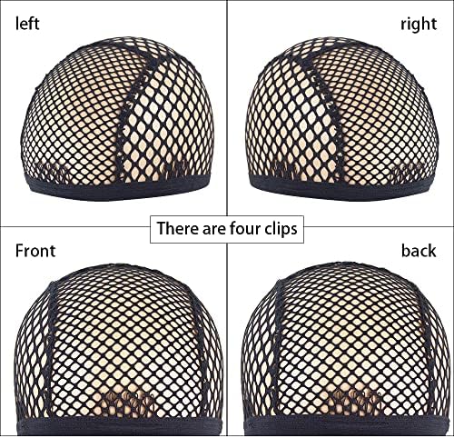 YANTAISIYU 1 Piece Wig Cap Black Stretchable Crochet Wig Cap with 4 Hair Clips Mesh Braided Wig Cap for Making Wig - Image 3