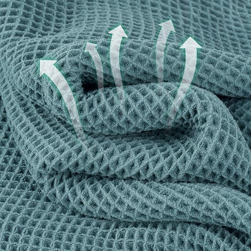 Microfiber Waffle Face Towels, 4 Pieces, Soft, Absorbent, Fast Drying, Lint Free 430 GSM (Green) - Image 2