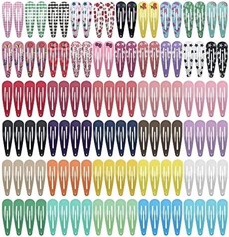 Hair Clips, KUBOM 120-Pack Metal Snap Hair Barrettes Barettes and Hair Clips for Girls,Toddlers,Kids,Women, Baby and Fine/Thick hair - 2inch (Colored Candy and Pattern) by KUBOM