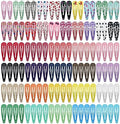 Hair Clips, KUBOM 120-Pack Metal Snap Hair Barrettes Barettes and Hair Clips for Girls,Toddlers,Kids,Women, Baby and Fine/Thick hair - 2inch (Colored Candy and Pattern) by KUBOM