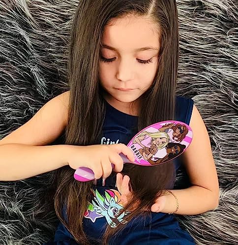 Barbie Hair Accessory 5 Pcs Set - 1 Regular 9 inch Hairbrush & 4 Scrunchies - Detangling Brush Elastic Hair Ties Ropes, Ages 3+ - Image 3